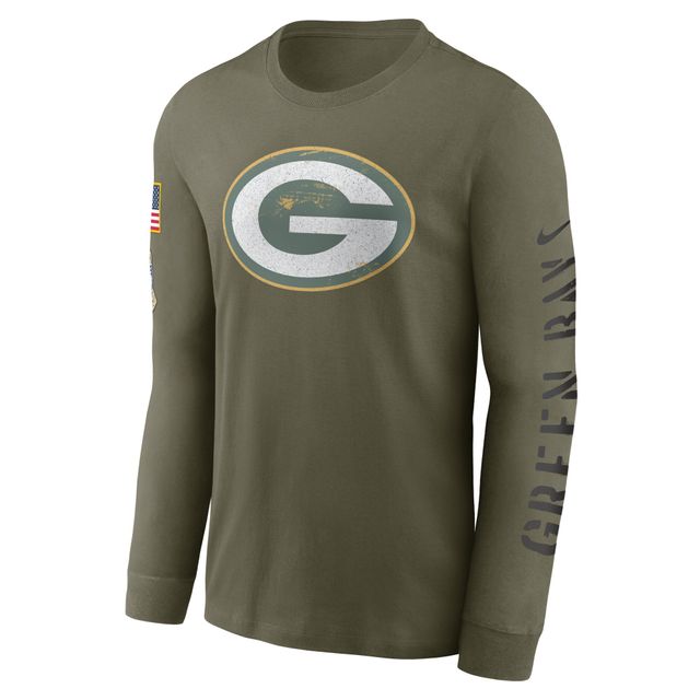 Nike Olive Green Bay Packers 2022 Salute To Service - T-shirt à manches longues avec logo de l'équipe pour homme