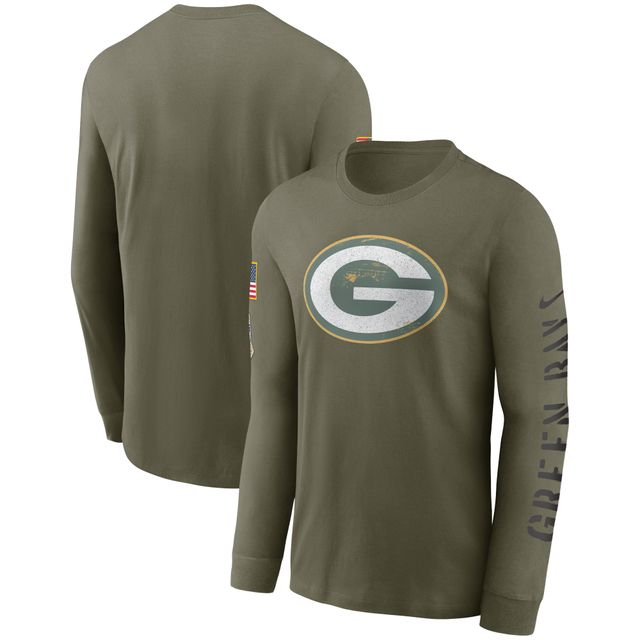 Nike Olive Green Bay Packers 2022 Salute To Service - T-shirt à manches longues avec logo de l'équipe pour homme