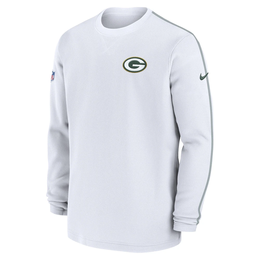 Men's Nike White Green Bay Packers 2024 Sideline Coaches Long Sleeve Top
