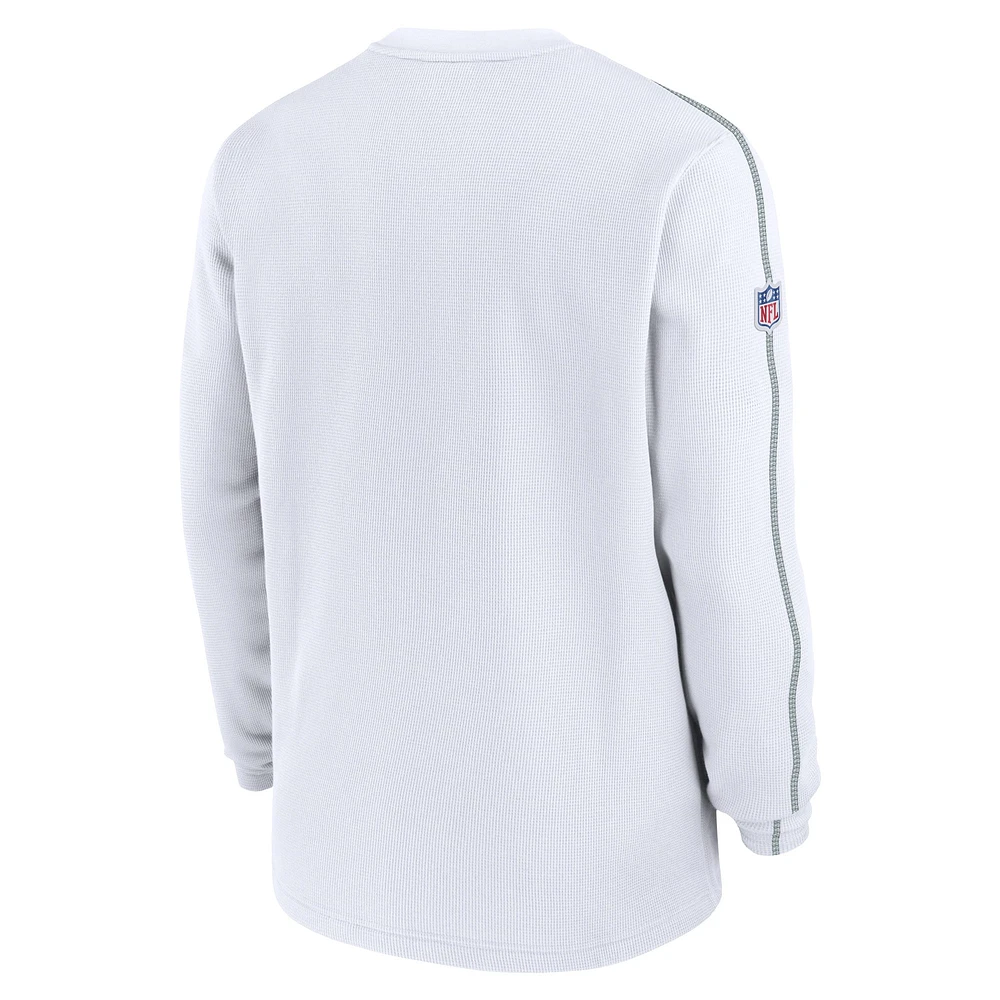 Men's Nike White Green Bay Packers 2024 Sideline Coaches Long Sleeve Top