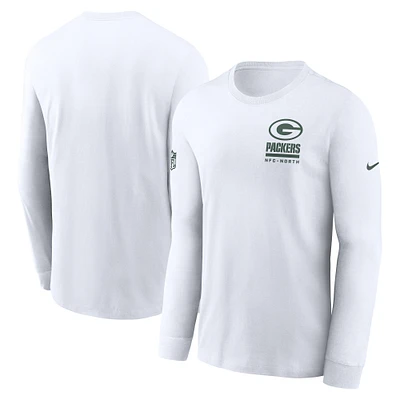 T-shirt Nike à manches longues pour homme, blanc, des Packers de Green Bay
