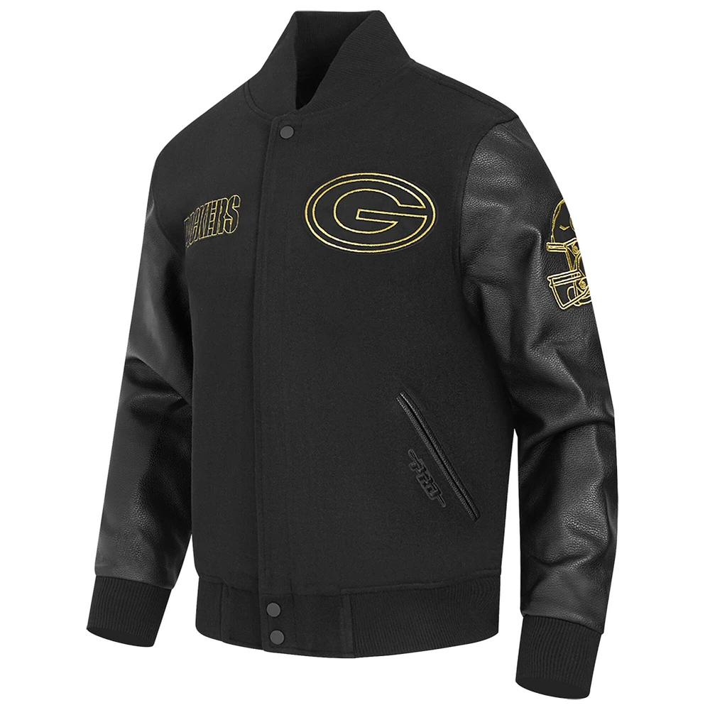 Men's Pro Standard Black Green Bay Packers Full-Zip Varsity Jacket
