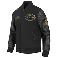 Men's Pro Standard Black Green Bay Packers Full-Zip Varsity Jacket