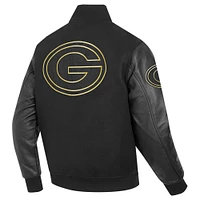 Men's Pro Standard Black Green Bay Packers Full-Zip Varsity Jacket