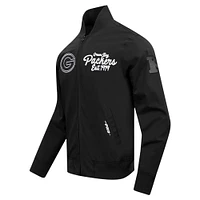 Men's Pro Standard Black Green Bay Packers Paint The City Twill Full-Zip Jacket