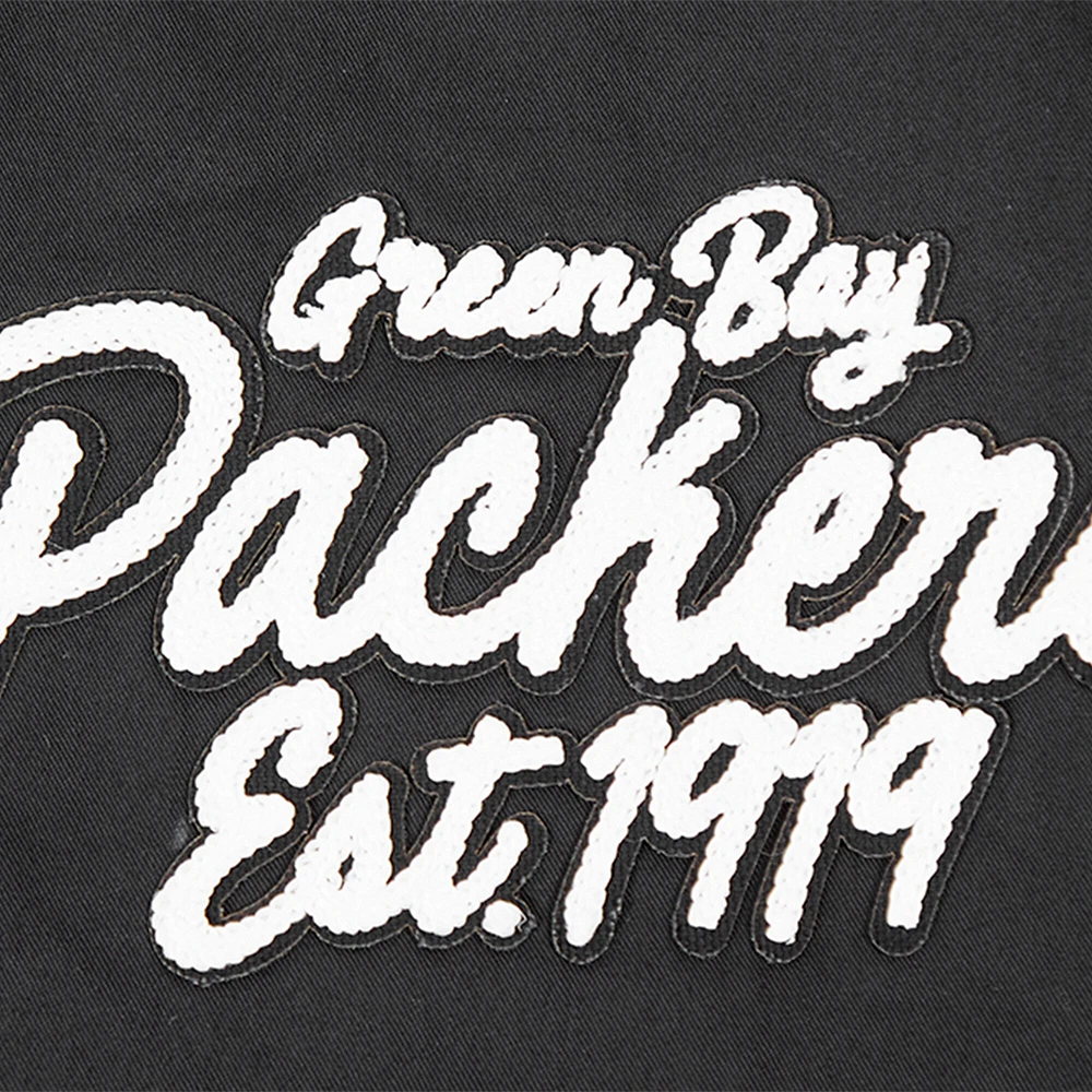 Men's Pro Standard Black Green Bay Packers Paint The City Twill Full-Zip Jacket