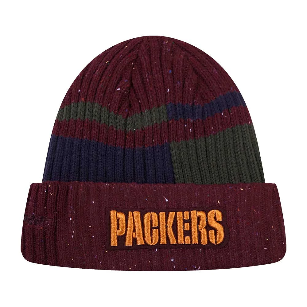 Men's Pro Standard Burgundy Green Bay Packers Speckled Cuffed Knit Hat