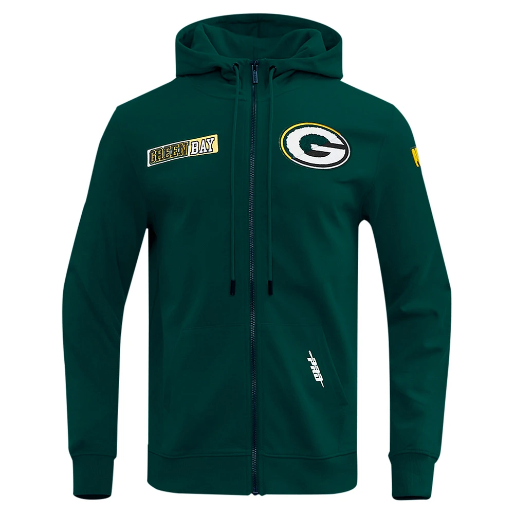 Men's Pro Standard  Green Bay Packers Split Logo Double Knit Full-Zip Hoodie