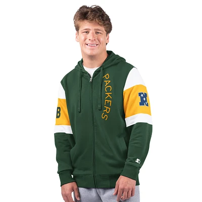 Sweat à capuche zippé avec logo vintage Extreme Starter Green Bay Packers pour homme