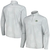 Men's Tommy Bahama Gray Green Bay Packers Delray Frond IslandZone Half-Zip Sweatshirt
