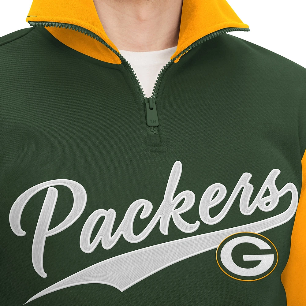 Men's Tommy Hilfiger Green/Gold Green Bay Packers Aiden Quarter-Zip Sweatshirt