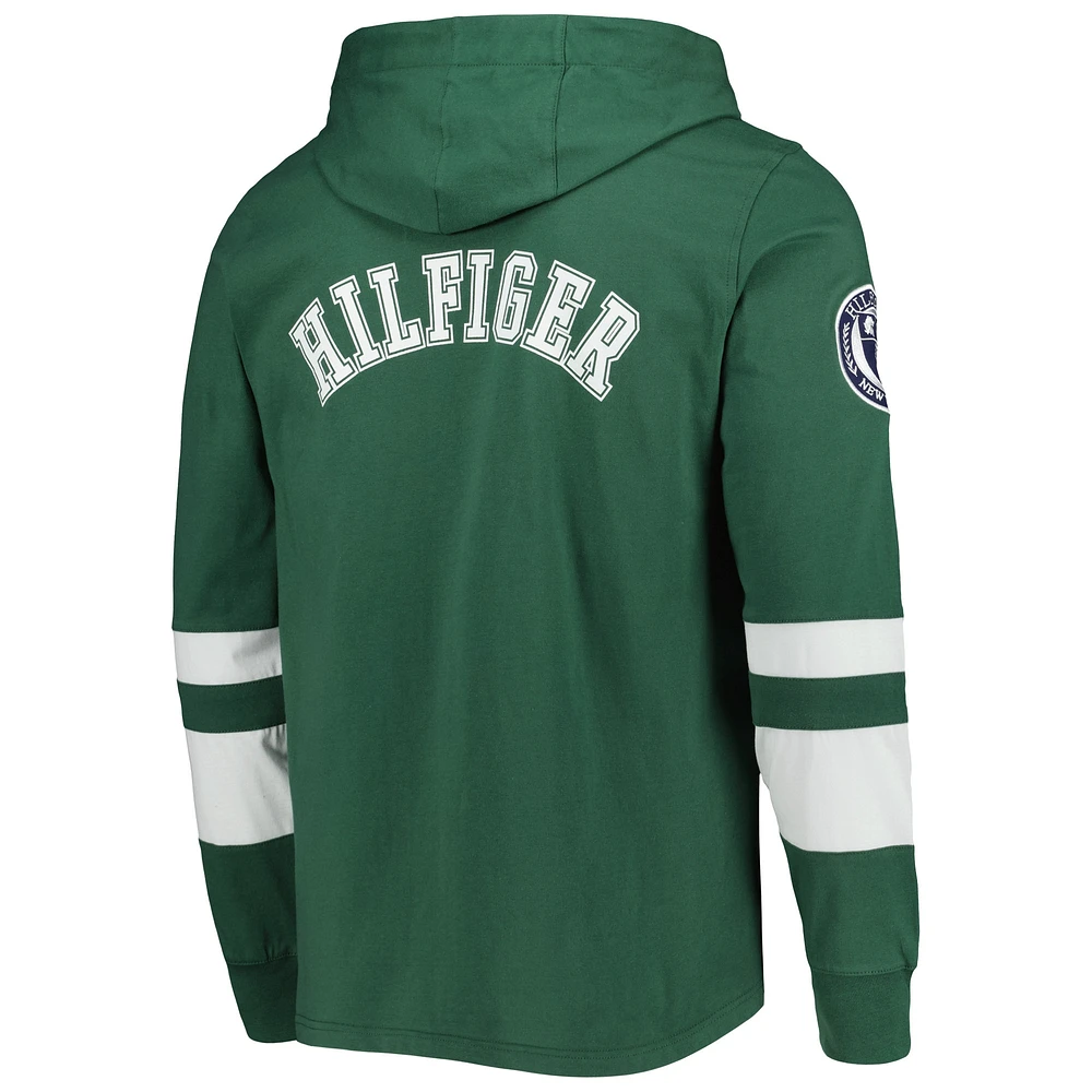 Men's Tommy Hilfiger Green/White Green Bay Packers Alex Long Sleeve Hoodie T-Shirt