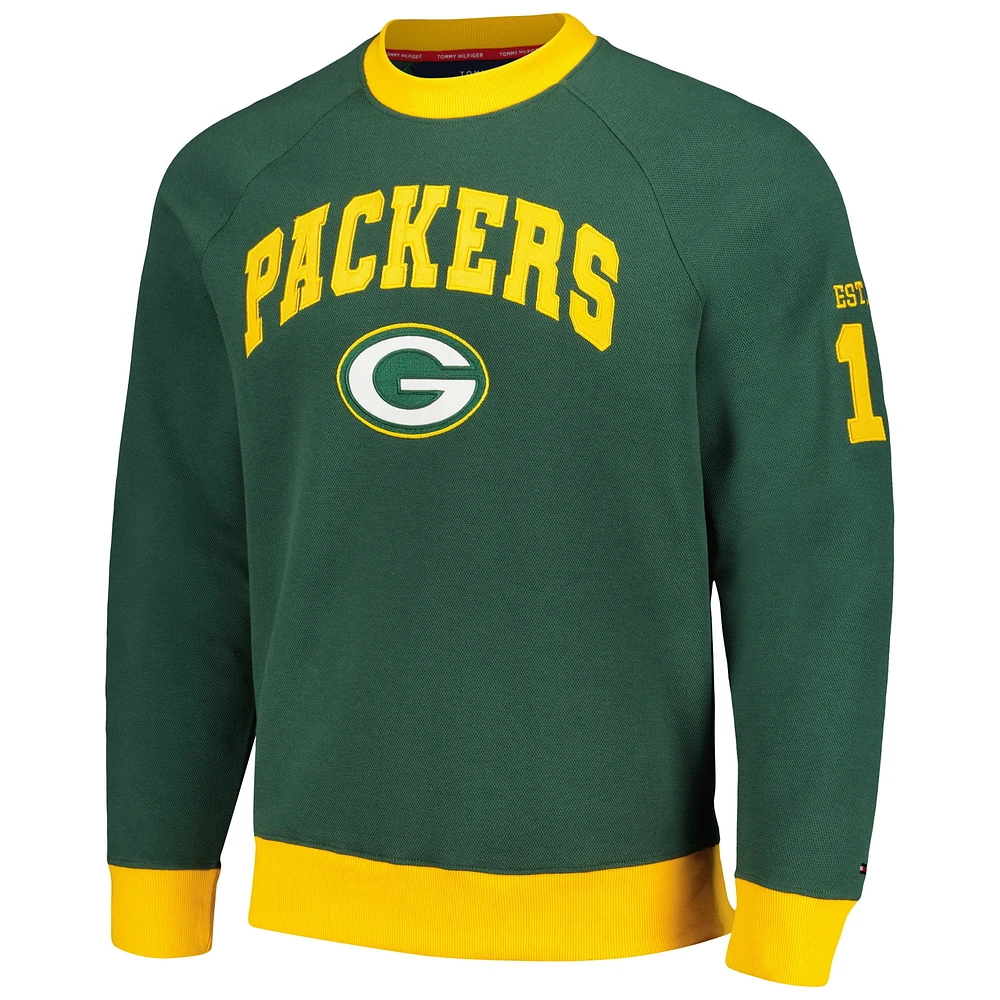 Men's Tommy Hilfiger Green Bay Packers Reese Raglan Tri-Blend Pullover Sweatshirt