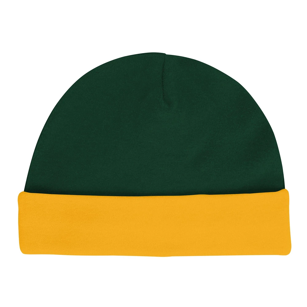Newborn & Infant Green Bay Packers Dynamic Duo Bodysuit, Bib Knit Hat Set