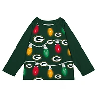 Preschool Green Bay Packers Two-Piece Garland Holiday Long Sleeve Pajama Set