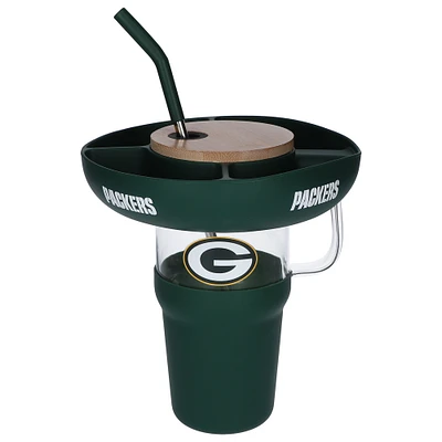 Gobelet en verre de 40 oz avec plateau à collation en silicone des Packers de Green Bay de The Memory Company