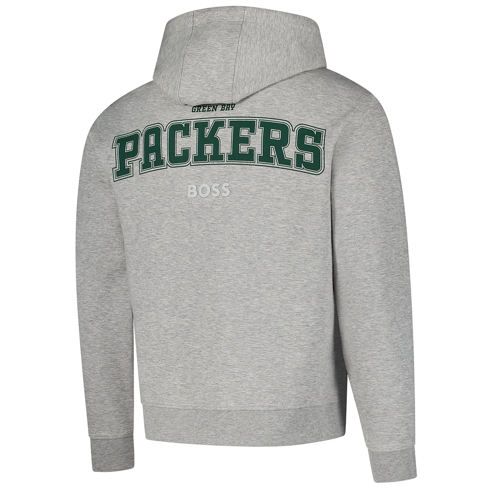 Unisex Hugo Boss Heather Gray Green Bay Packers Woodson Tri-Blend Hoodie