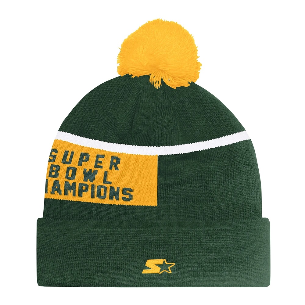 Unisex Starter Green Green Bay Packers Chyron Cuffed Knit Hat with Pom