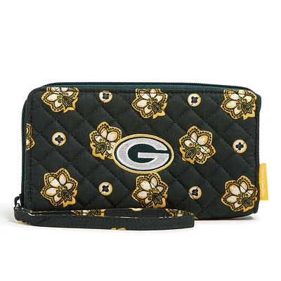 Vera Bradley Green Bay Packers Bracelet RFID à fermeture éclair sur le devant