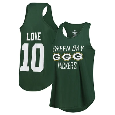 Débardeur grande taille avec nom et numéro pour femmes Fanatics Jordan Love Green Bay Packers