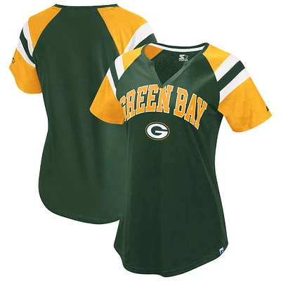 T-shirt raglan Game On Notch pour femme des Packers de Green Bay
