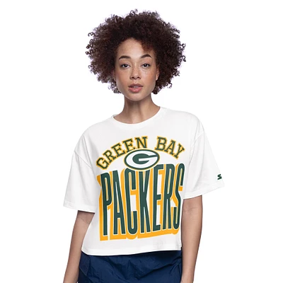 T-shirt court et boxy blanc pour femme des Packers de Green Bay Play the Ball