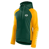Women's Fanatics Green/Gold Green Bay Packers Iconic Raglan Full-Zip - Hoodie