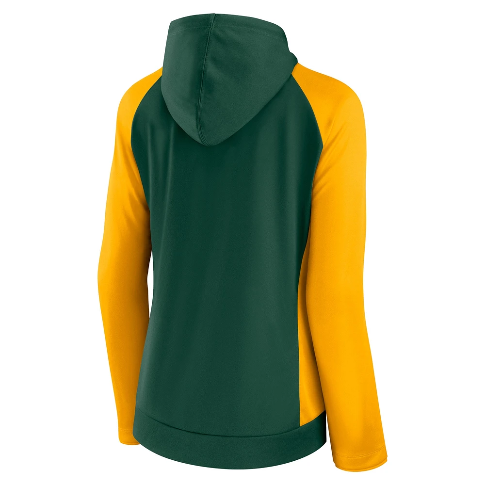 Women's Fanatics Green/Gold Green Bay Packers Iconic Raglan Full-Zip - Hoodie
