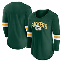 T-shirt à manches 3/4 avec logo de la première équipe des Packers Green Bay Fanatics pour femmes