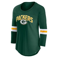 T-shirt à manches 3/4 avec logo de la première équipe des Packers Green Bay Fanatics pour femmes
