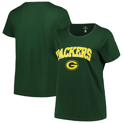 T-shirt Fanatics Green Bay Packers pour femmes, grande taille, avec logo en forme d'arc