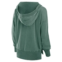 Women's Fanatics  Heather Green Bay Packers Initiative Snow Wash French Terry V-Neck Pullover Hoodie