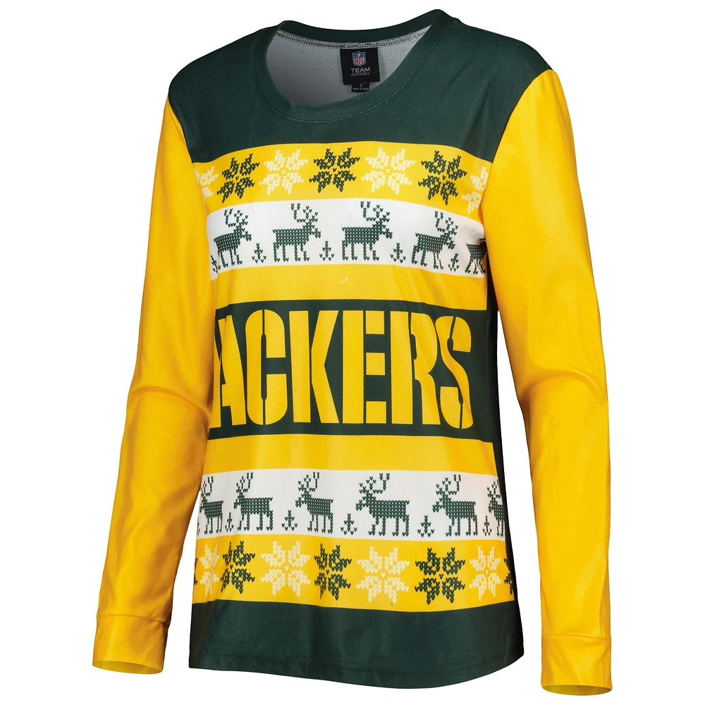 Women's FOCO Green Bay Packers Holiday Ugly Pajama Set