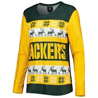 Women's FOCO Green Bay Packers Holiday Ugly Pajama Set