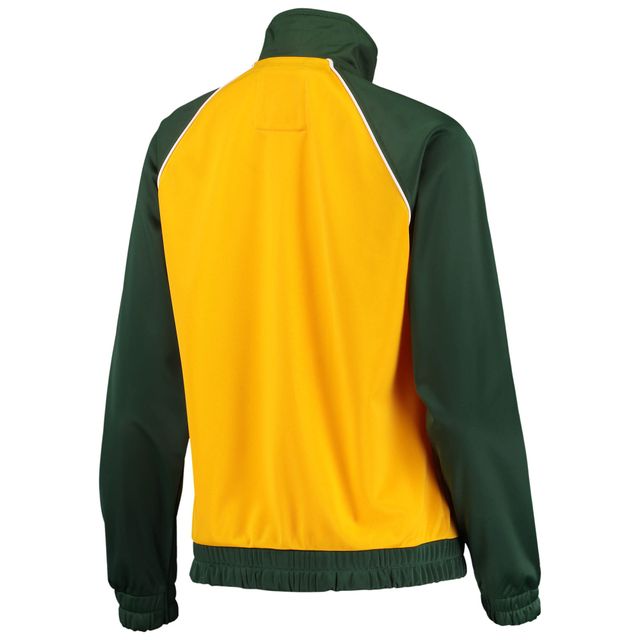 G-III 4Her par Carl Banks pour femmes - Vert Green Bay Packers Backfield Raglan Veste de survêtement entièrement zippée