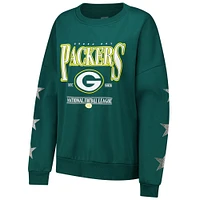 Women's Gameday Couture Green Bay Packers Rhinestone Star Sleeve Settle the Score Tri-Blend Pullover Sweatshirt
