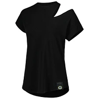 Women's KIYA TOMLIN Black Green Bay Packers Cut Out Tri-Blend Shirt