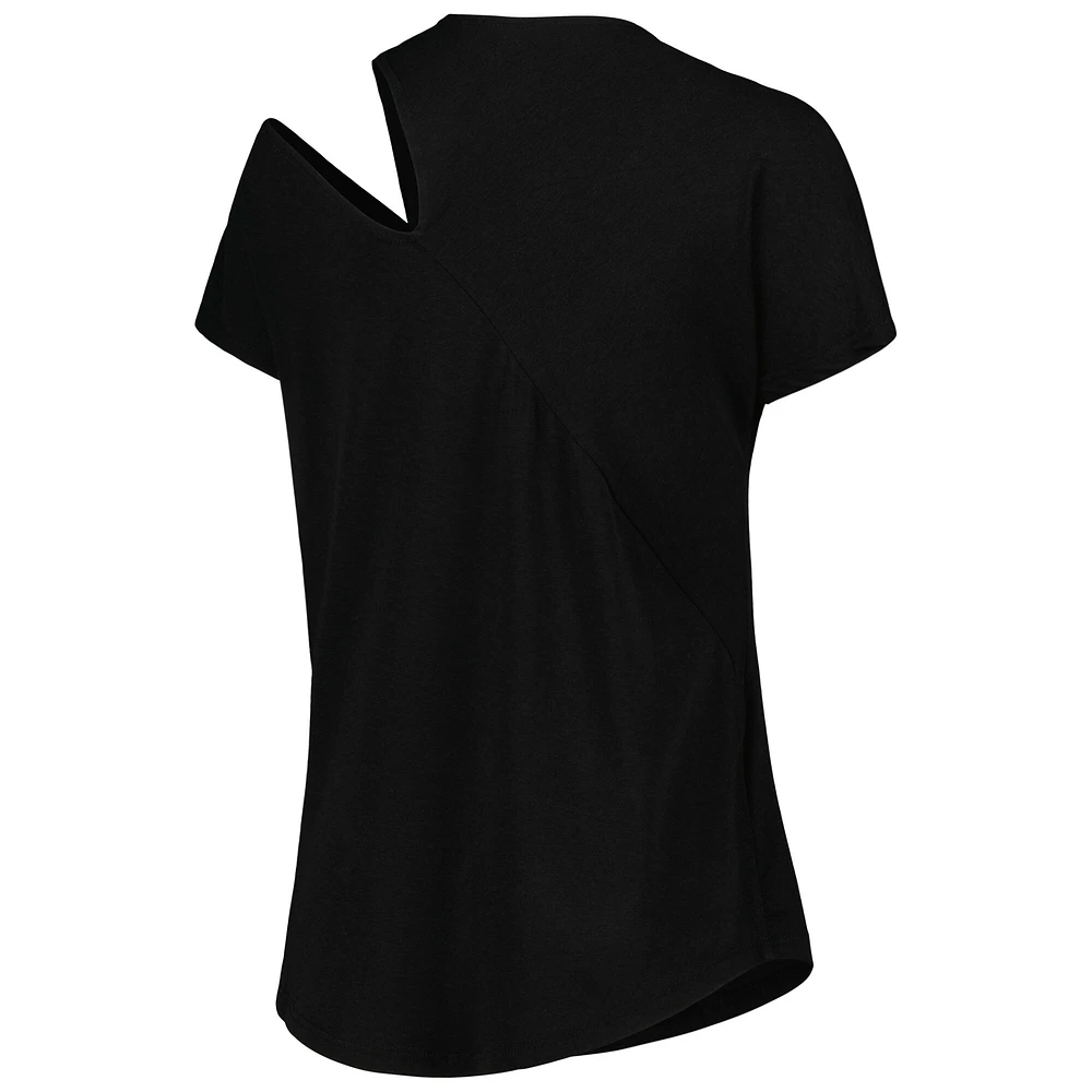 Women's KIYA TOMLIN Black Green Bay Packers Cut Out Tri-Blend Shirt
