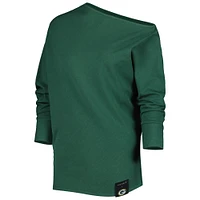 Women's KIYA TOMLIN Green Bay Packers Twisted Tri-Blend Asymmetrical 3/4-Dolman Sleeve Sweatshirt
