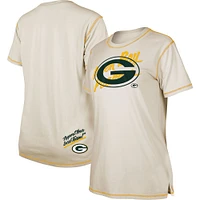 Women's New Era Cream Green Bay Packers Split T-Shirt