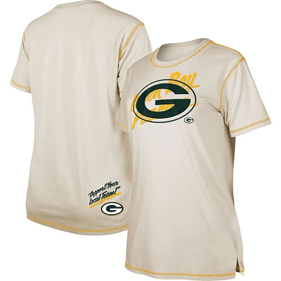 Women's New Era Cream Green Bay Packers Split T-Shirt