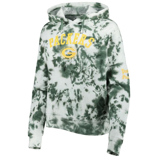 Sweat à capuche en molleton teinté nuage Green Bay Packers New Era pour femme, vert