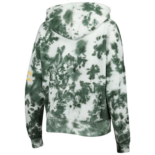 Sweat à capuche en molleton teinté nuage Green Bay Packers New Era pour femme, vert