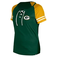 Women's New Era Green Bay Packers  Lace-Up Raglan T-Shirt