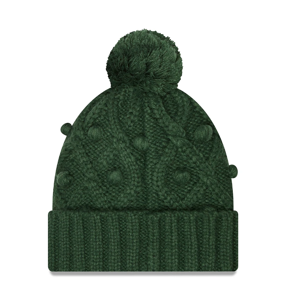 Women's New Era Green Green Bay Packers Toasty Cuffed Knit Hat with Pom