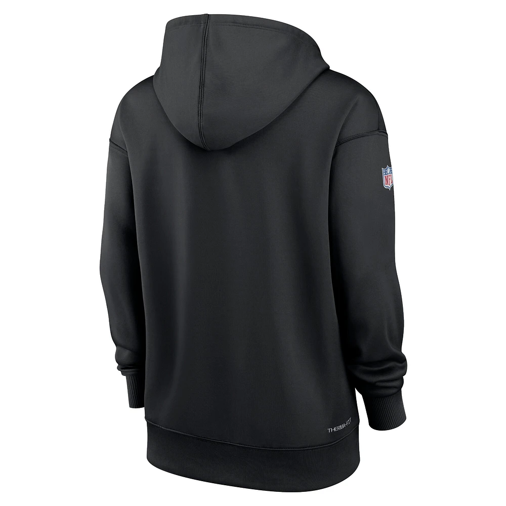 Women's Nike Black Green Bay Packers 2022 NFL Crucial Catch - Therma Performance Pullover Hoodie