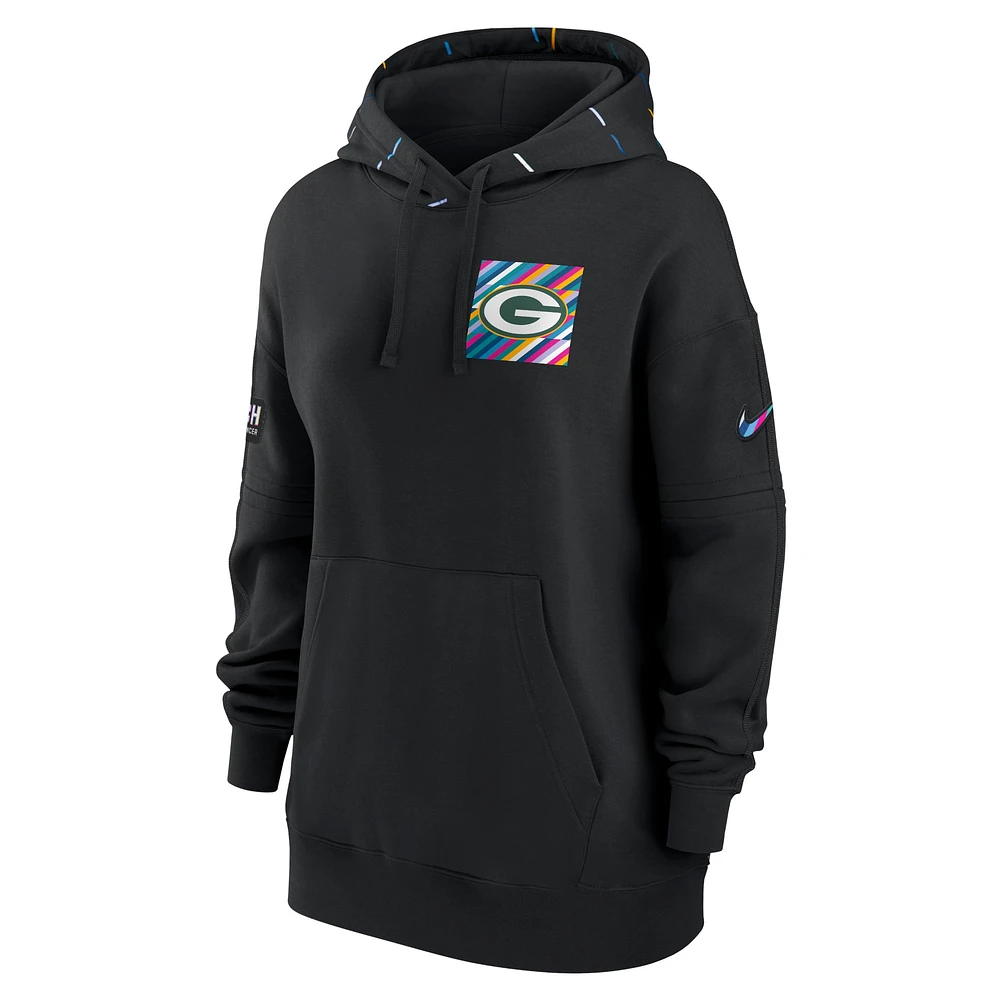 Women's Nike  Black Green Bay Packers 2023 NFL Crucial Catch Club Pullover Hoodie
