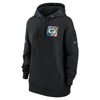 Women's Nike  Black Green Bay Packers 2023 NFL Crucial Catch Club Pullover Hoodie