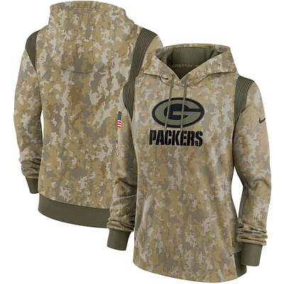 Nike Camo Green Bay Packers 2021 Salute To Service pour femme - Therma Performance Pullover Hoodie