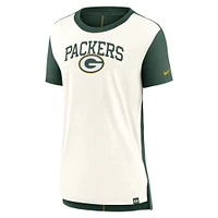 Women's Nike Cream/Green Green Bay Packers Wordmark Tri-Blend T-Shirt